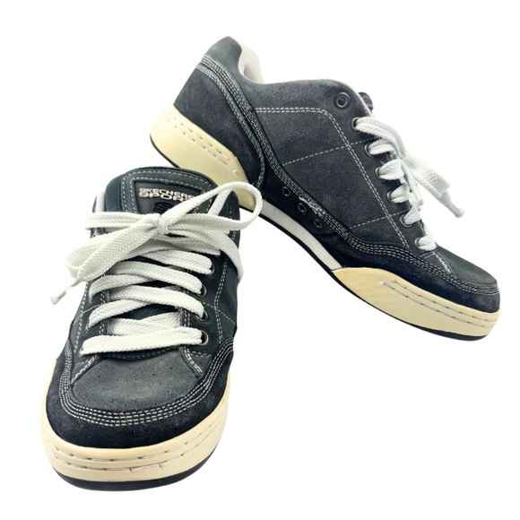 Sketchers Sport‎ Black and Gray Suede Leather Skateboard Shoes Mens Size 10.5 - Picture 1 of 10